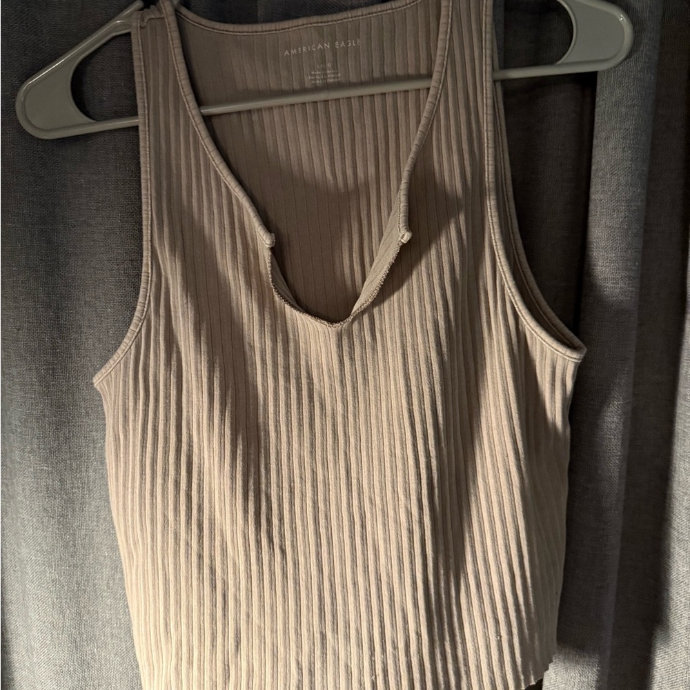 American Eagle Outfitters Ribbed Beige Tank Top